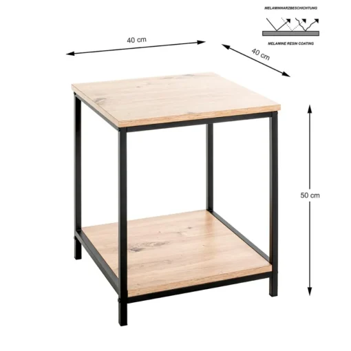 3S. x Home Table d'appoint deux niveaux plateaux décor chêne Discount