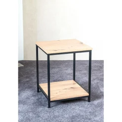 3S. x Home Table d'appoint deux niveaux plateaux décor chêne Discount