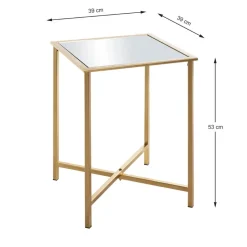 3S. x Home Table d'appoint Dorée en Métal laqué et plateau en miroir Hot
