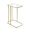 3S. x Home Table d'appoint Dorée en Métal laqué et plateau en Verre trempé Discount