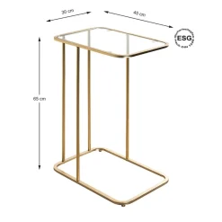 3S. x Home Table d'appoint Dorée en Métal laqué et plateau en Verre trempé Discount