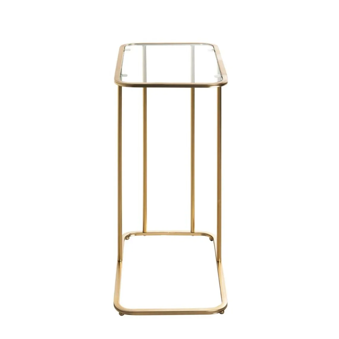 3S. x Home Table d'appoint Dorée en Métal laqué et plateau en Verre trempé Discount