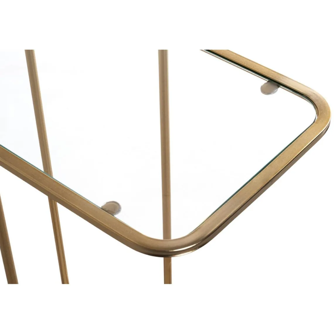 3S. x Home Table d'appoint Dorée en Métal laqué et plateau en Verre trempé Discount