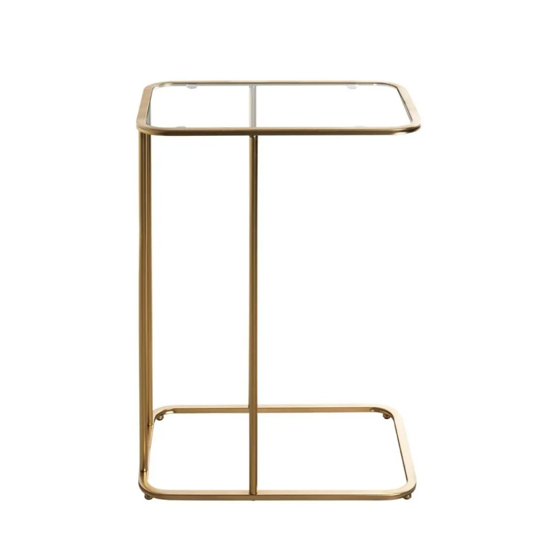 3S. x Home Table d'appoint Dorée en Métal laqué et plateau en Verre trempé Discount