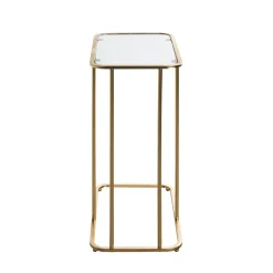 3S. x Home Table d'appoint Dorée en Métal laqué et plateau en Verre trempé Discount
