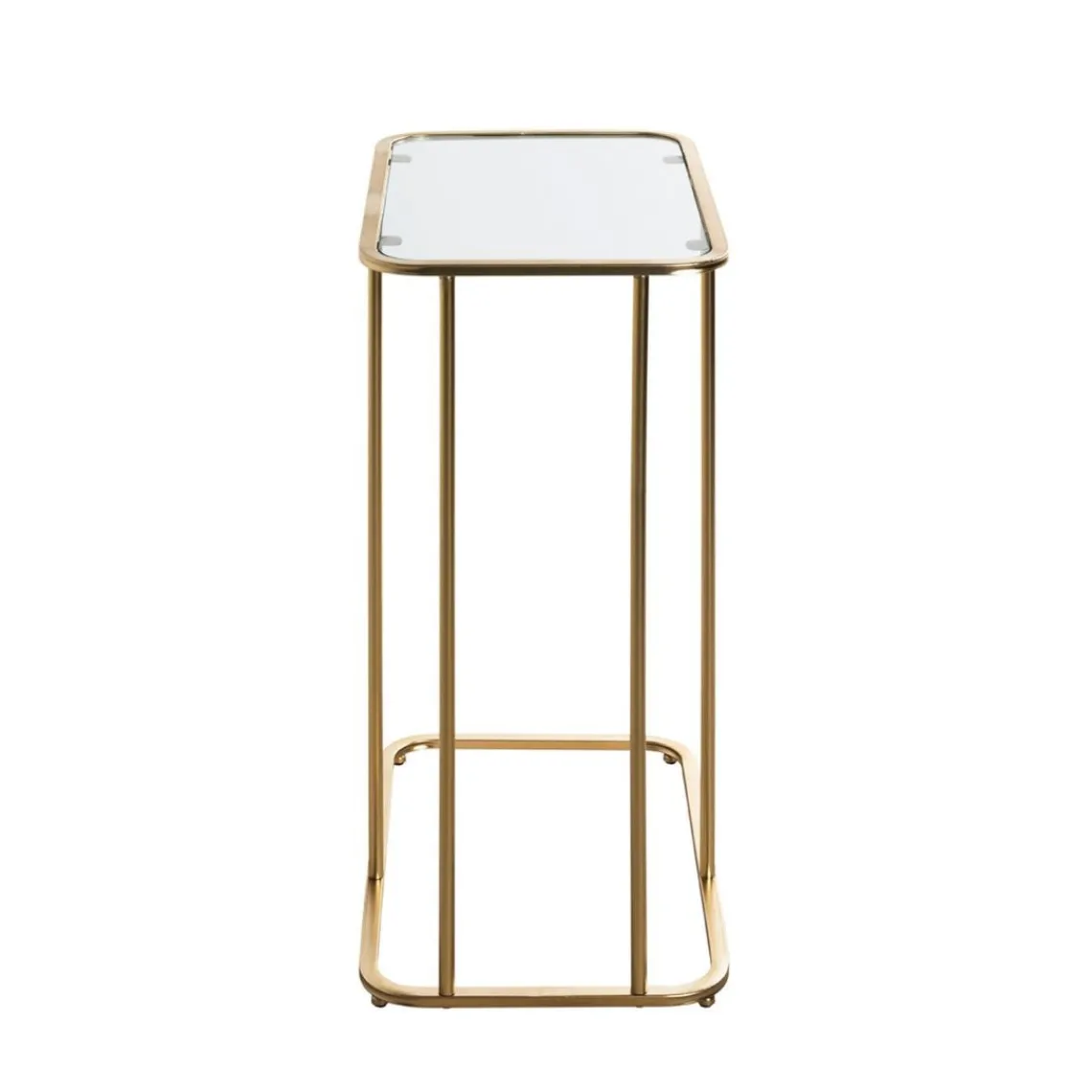 3S. x Home Table d'appoint Dorée en Métal laqué et plateau en Verre trempé Discount