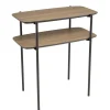 Macabane Table d'appoint double plateau couleur mocha pieds métal noir JULIA Outlet