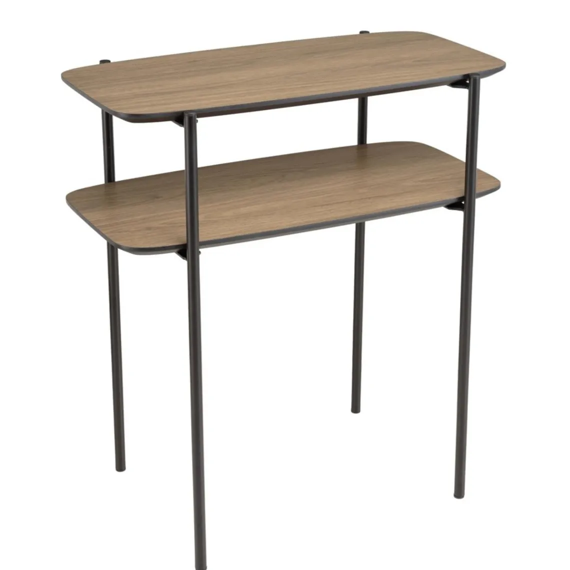 Macabane Table d'appoint double plateau couleur mocha pieds métal noir JULIA Outlet