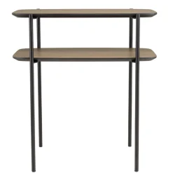Macabane Table d'appoint double plateau couleur mocha pieds métal noir JULIA Outlet