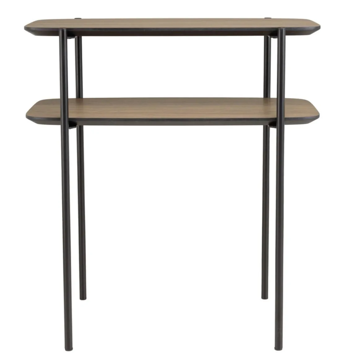 Macabane Table d'appoint double plateau couleur mocha pieds métal noir JULIA Outlet