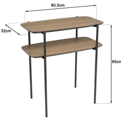 Macabane Table d'appoint double plateau couleur mocha pieds métal noir JULIA Outlet