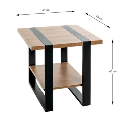 3S. x Home Table d'appoint double plateau en décor chène New