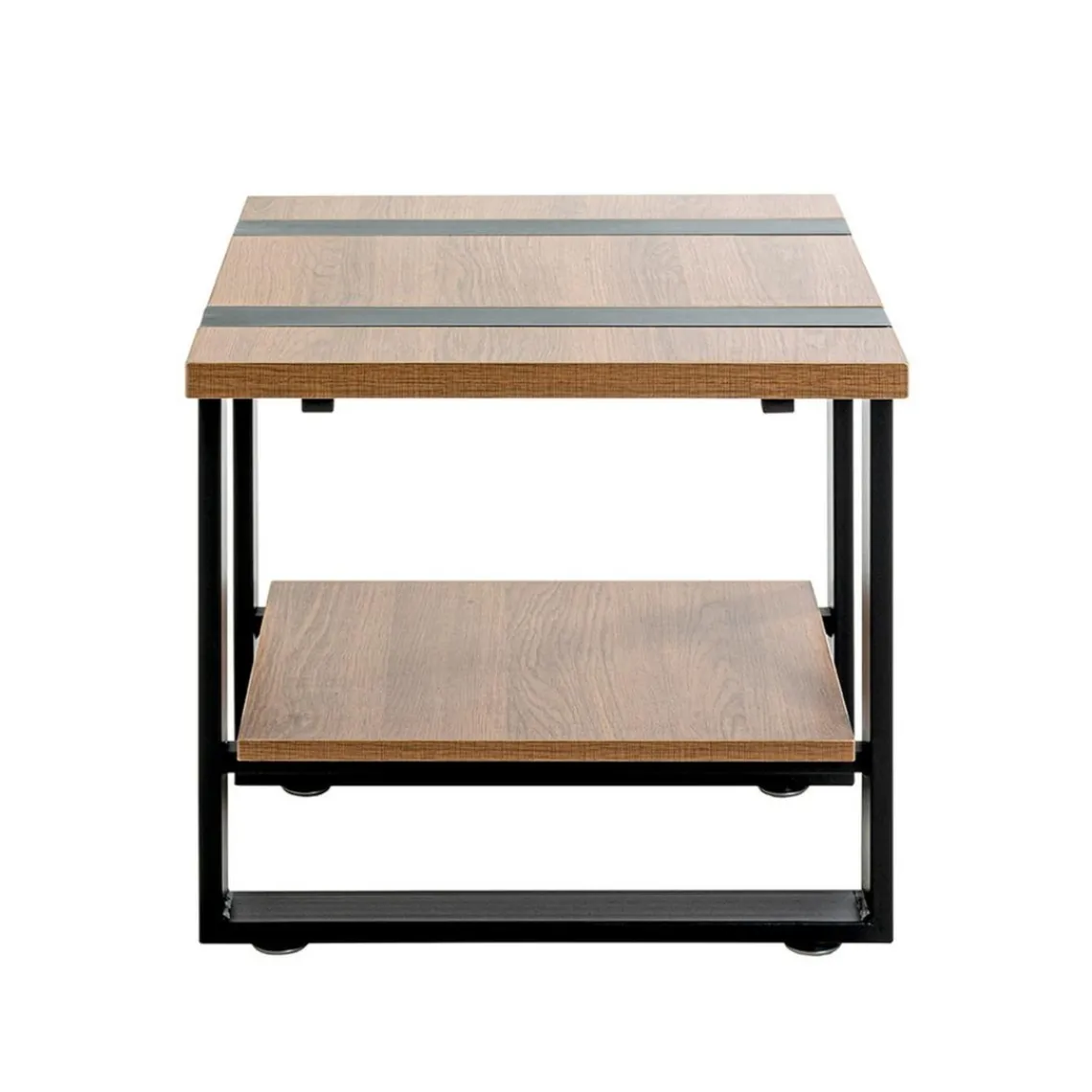 3S. x Home Table d'appoint double plateau en décor chène New