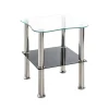 3S. x Home Table d'appoint double plateau en verre New