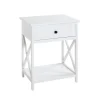 3S. x Home table d'appoint en MDF laqué blanc, avec 1 tiroir Discount