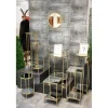 3S. x Home Table d'appoint en métal laitonné et étagères en verre Best