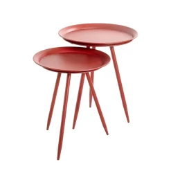 3S. x Home Table d'appoint en métal laqué rouge modèle maxi Outlet
