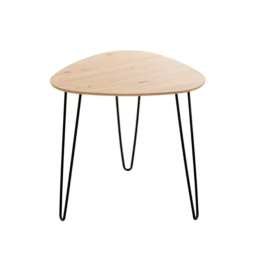 3S. x Home Table d'appoint en métal laqué noir et plateau décor chêne Online
