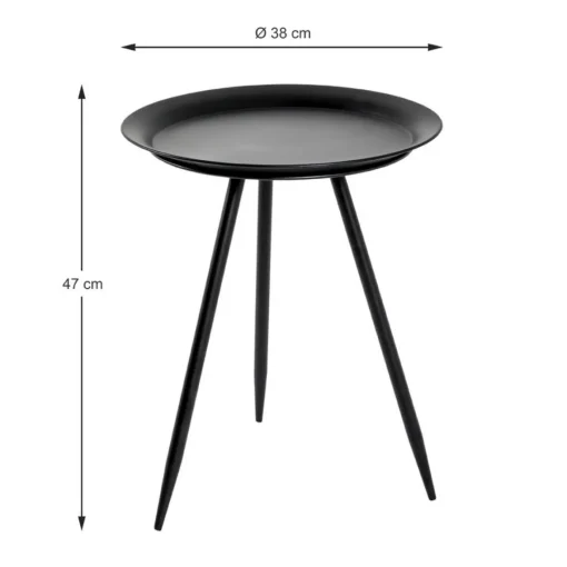 3S. x Home table d'appoint en métal laqué noir petit modèle Hot