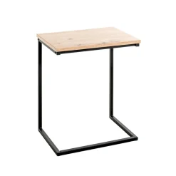 3S. x Home Table d'appoint en métal noir et plateau décor chêne Sale