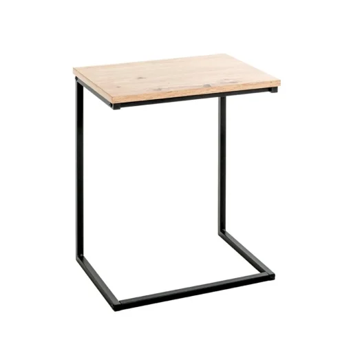 3S. x Home Table d'appoint en métal noir et plateau décor chêne Sale