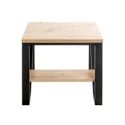 3S. x Home Table d'appoint en métal noir et plateaux décor chêne Outlet