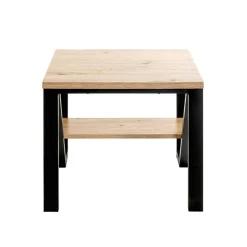 3S. x Home Table d'appoint en métal noir et plateaux décor chêne Outlet