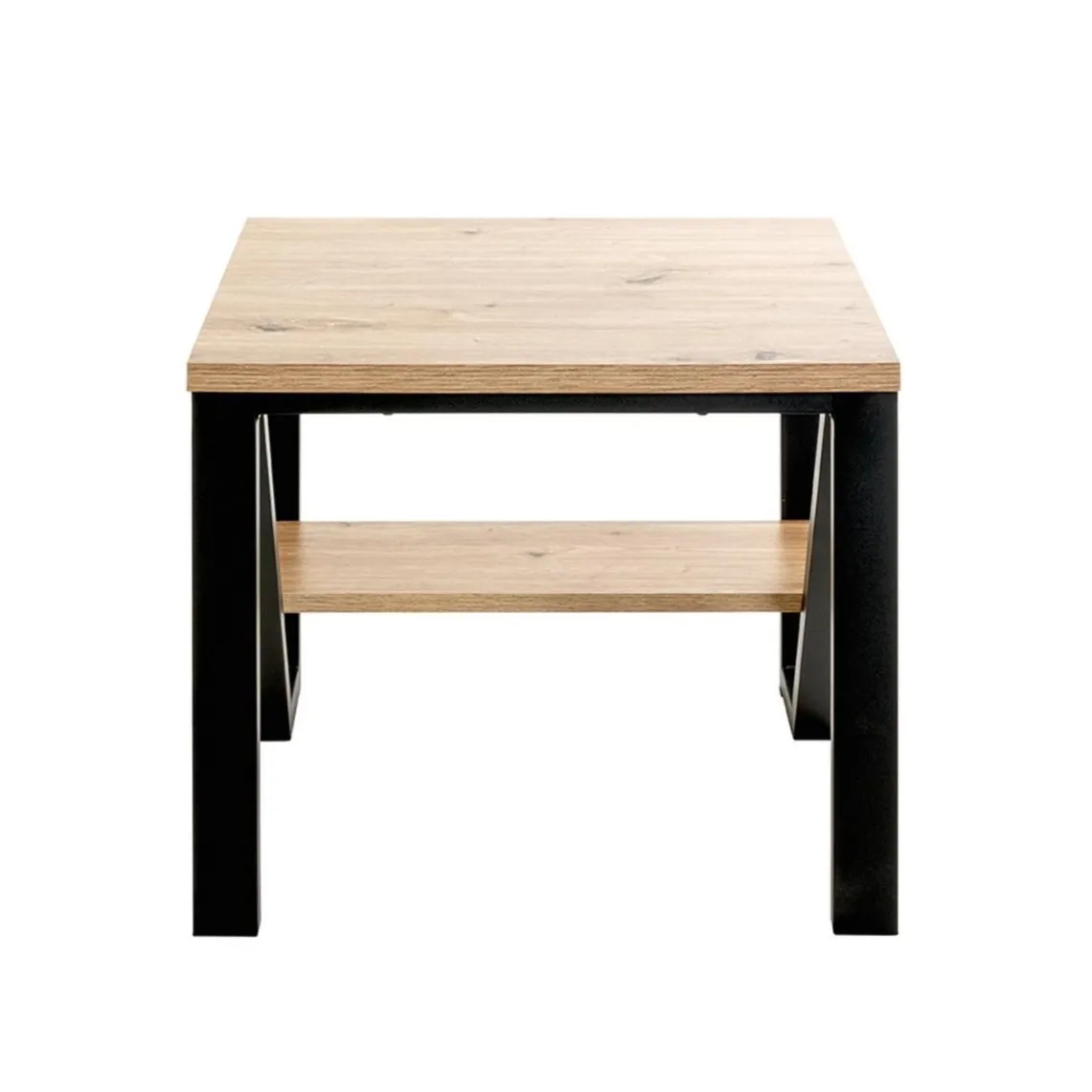 3S. x Home Table d'appoint en métal noir et plateaux décor chêne Outlet