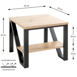 3S. x Home Table d'appoint en métal noir et plateaux décor chêne Outlet