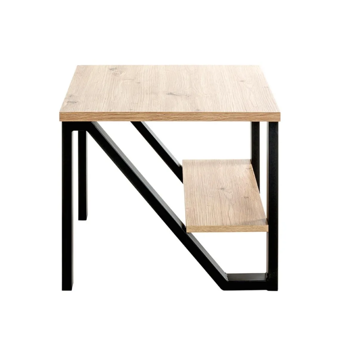 3S. x Home Table d'appoint en métal noir et plateaux décor chêne Outlet