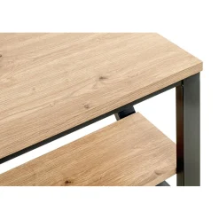 3S. x Home Table d'appoint en métal noir et plateaux décor chêne Outlet