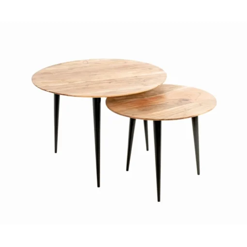 3S. x Home Table d’appoint en tube d'acier plateau en bois massif d'acacia Outlet