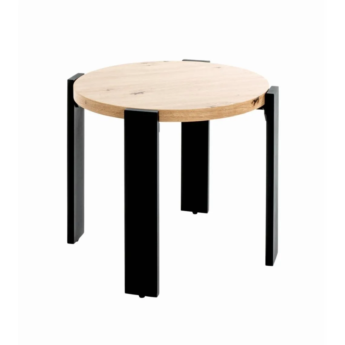 3S. x Home Table d’appoint en tube d'acier en noir, plateau en MDF décor chêne Best