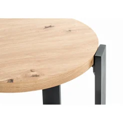 3S. x Home Table d’appoint en tube d'acier en noir, plateau en MDF décor chêne Best