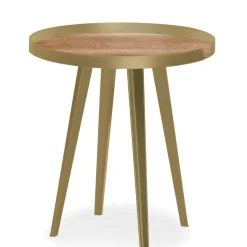 3S. x Home Table d'appoint magnétique ronde à rebord Bipolart Métal Or avec 3 Tops style Natural New