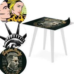 3S. x Home Table d'appoint magnétique carrée Bipolart Métal Blanc avec 3 Tops style Fun Outlet