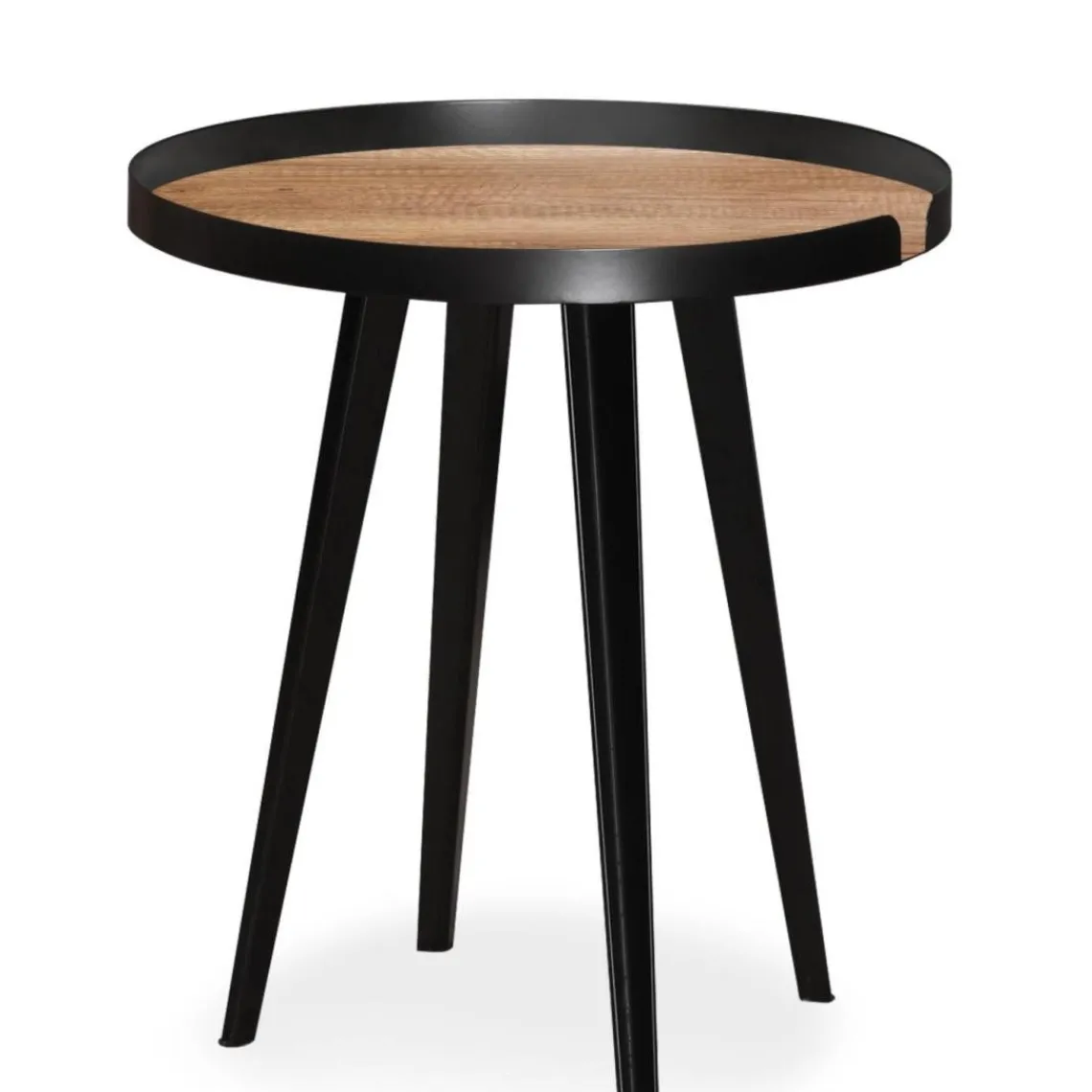 3S. x Home Table d'appoint magnétique ronde à rebord Bipolart Métal Noir avec 3 Tops style Natural Discount