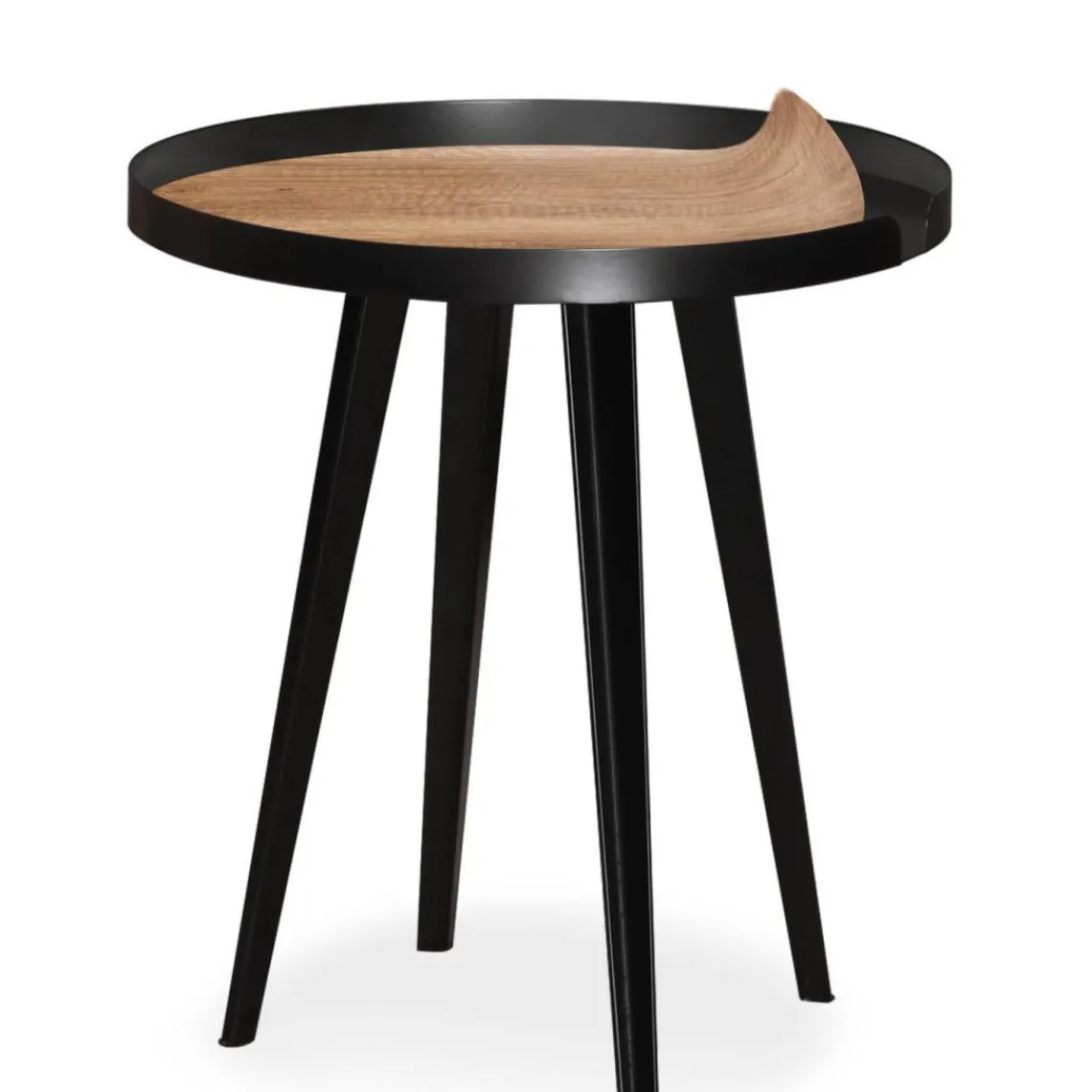 3S. x Home Table d'appoint magnétique ronde à rebord Bipolart Métal Noir avec 3 Tops style Natural Discount