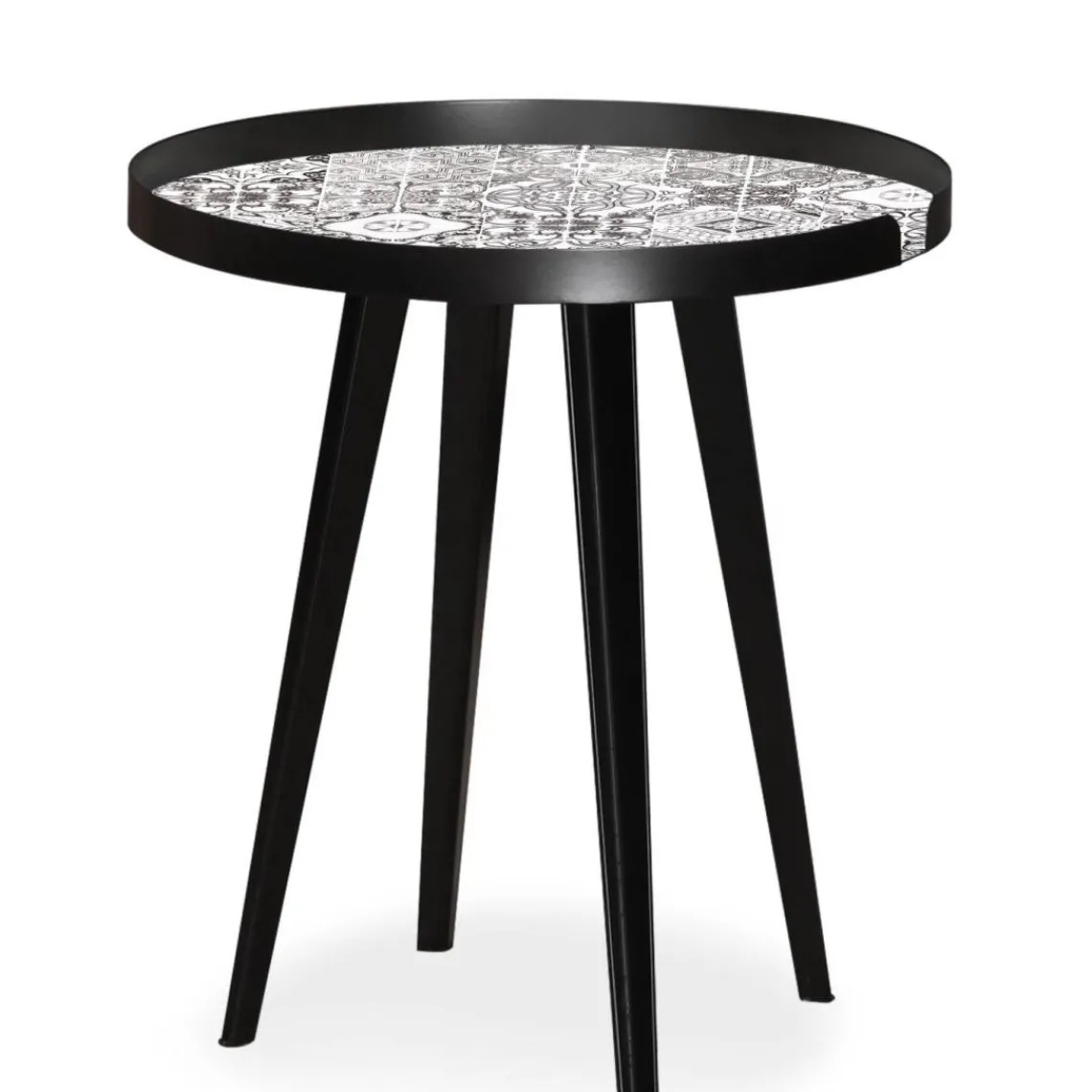 3S. x Home Table d'appoint magnétique ronde à rebord Bipolart Métal Noir avec 3 Tops style Natural Discount