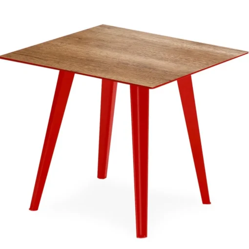 3S. x Home Table d'appoint magnétique carrée Bipolart Métal Rouge avec 3 Tops style Natural