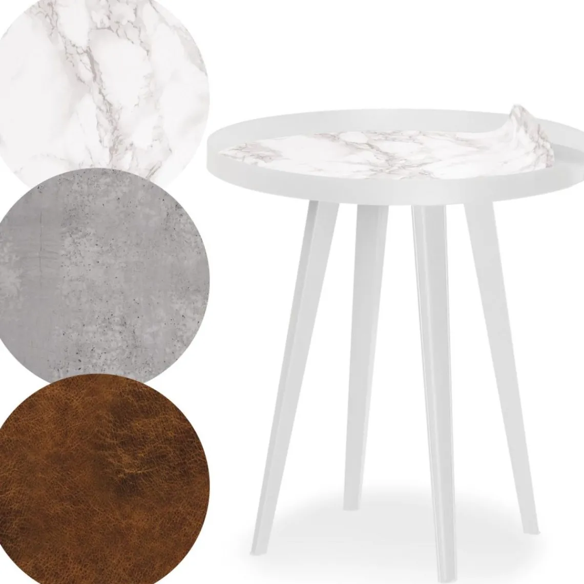 3S. x Home Table d'appoint magnétique ronde à rebord Bipolart Métal Blanc avec 3 Tops style Textures Hot