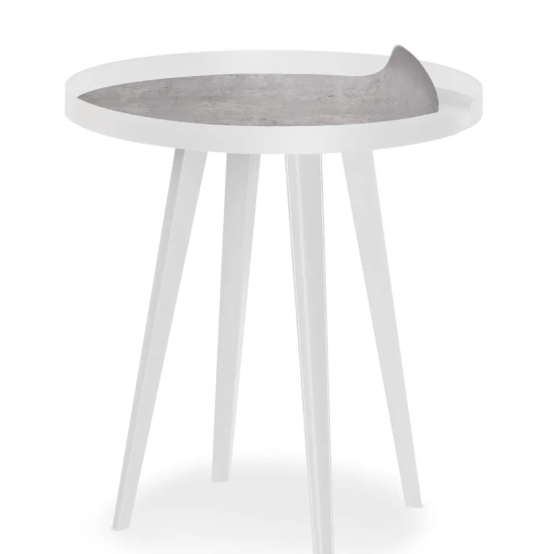 3S. x Home Table d'appoint magnétique ronde à rebord Bipolart Métal Blanc avec 3 Tops style Textures Hot