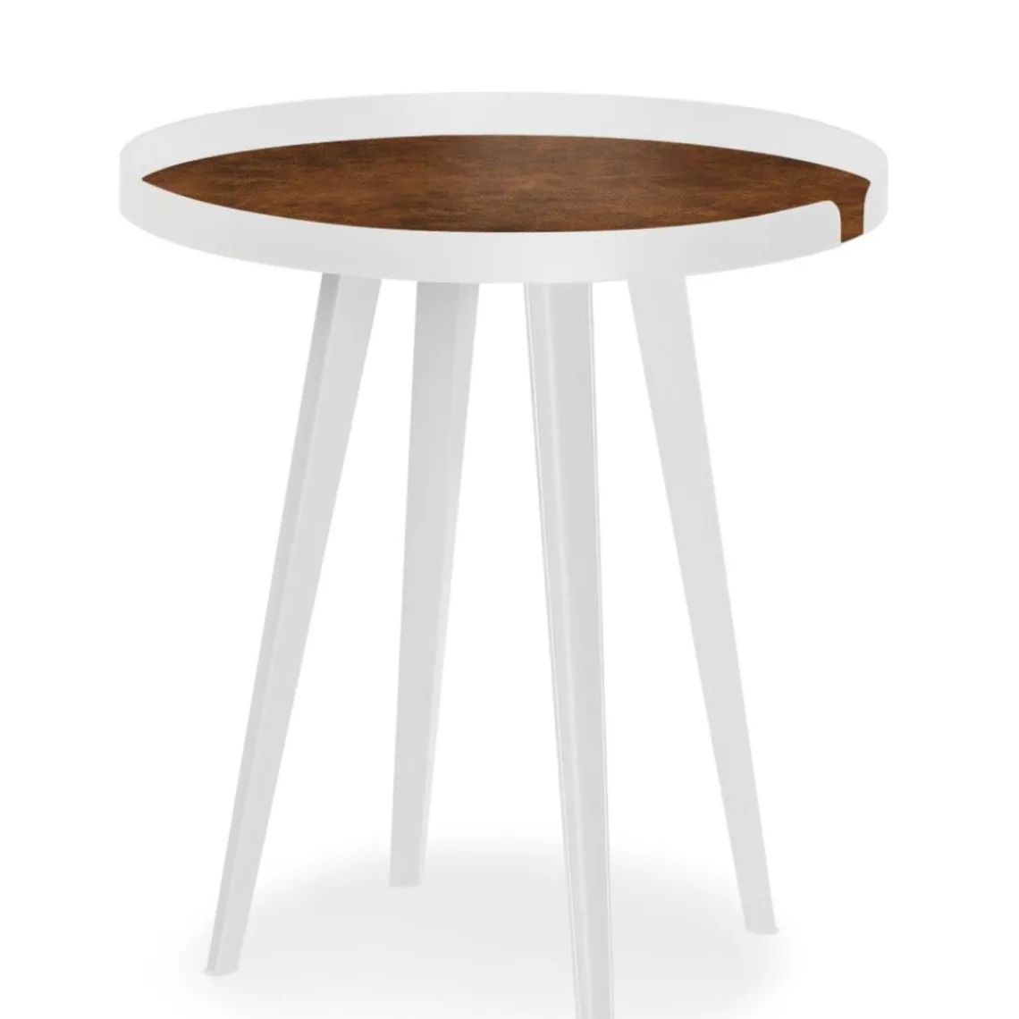 3S. x Home Table d'appoint magnétique ronde à rebord Bipolart Métal Blanc avec 3 Tops style Textures Hot