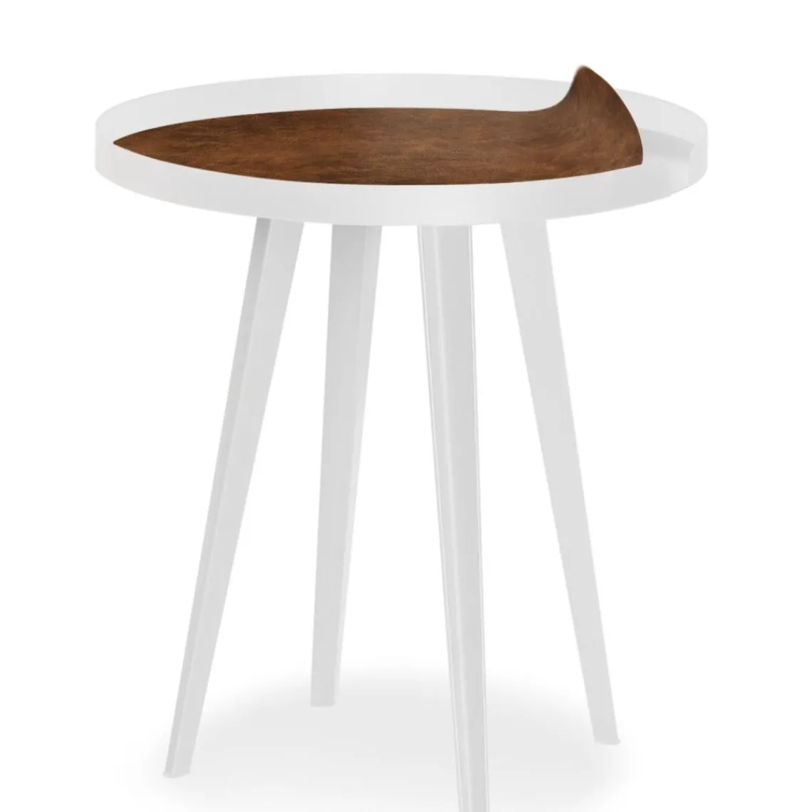 3S. x Home Table d'appoint magnétique ronde à rebord Bipolart Métal Blanc avec 3 Tops style Textures Hot