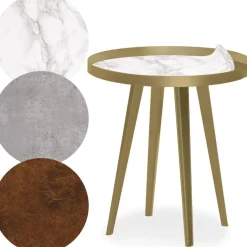 3S. x Home Table d'appoint magnétique ronde à rebord Bipolart Métal Or avec 3 Tops style Textures Hot