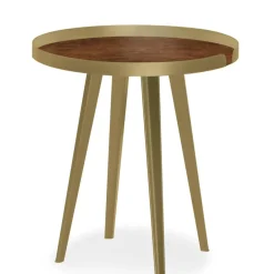 3S. x Home Table d'appoint magnétique ronde à rebord Bipolart Métal Or avec 3 Tops style Textures Hot