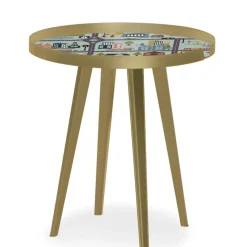 3S. x Home Table d'appoint magnétique ronde à rebord Bipolart Métal Or avec 3 Tops style Kid New