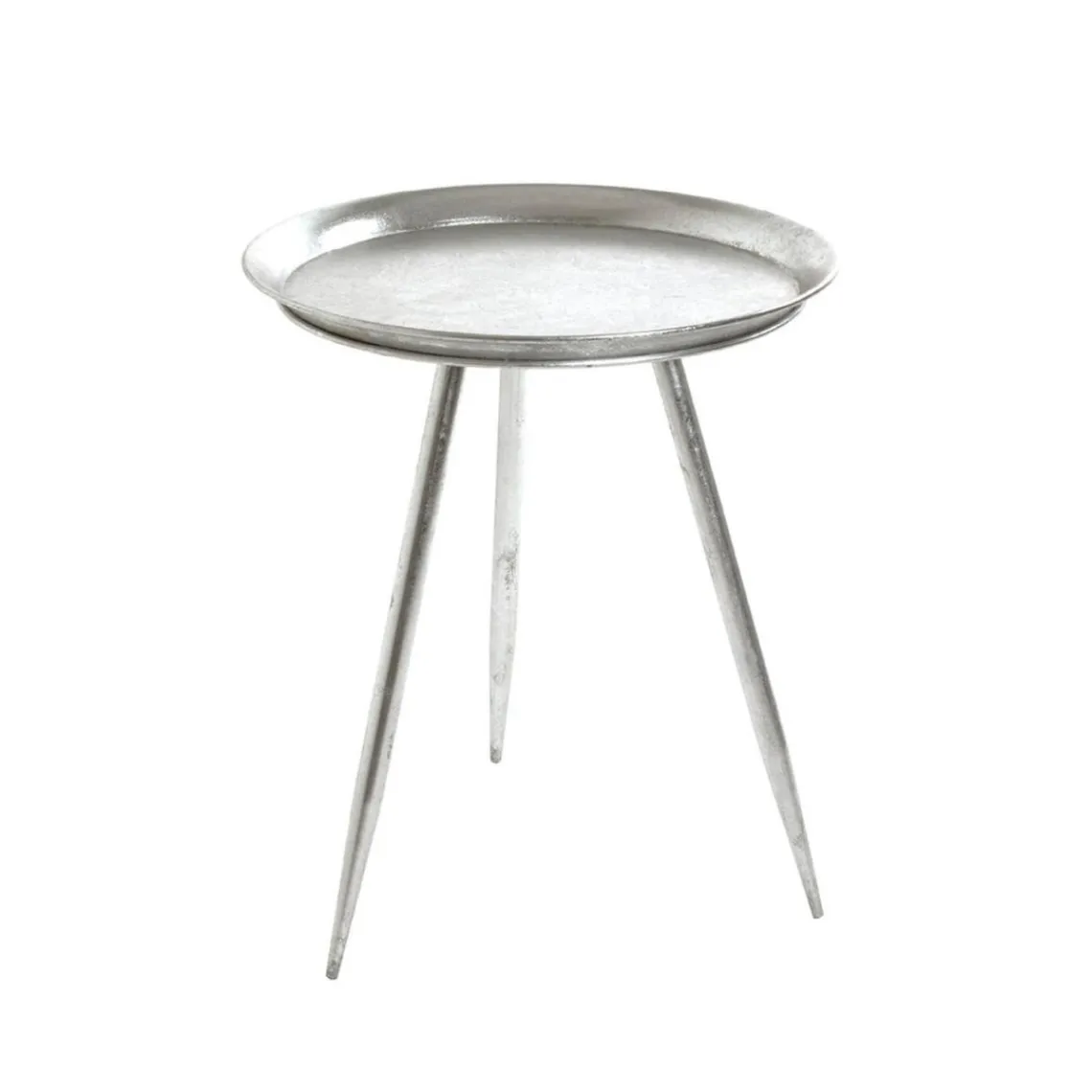 3S. x Home Table d'appoint métal laqué argent grand modèle Best