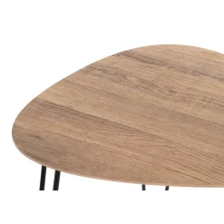 3S. x Home table d'appoint métal laqué noir décor chêne Discount