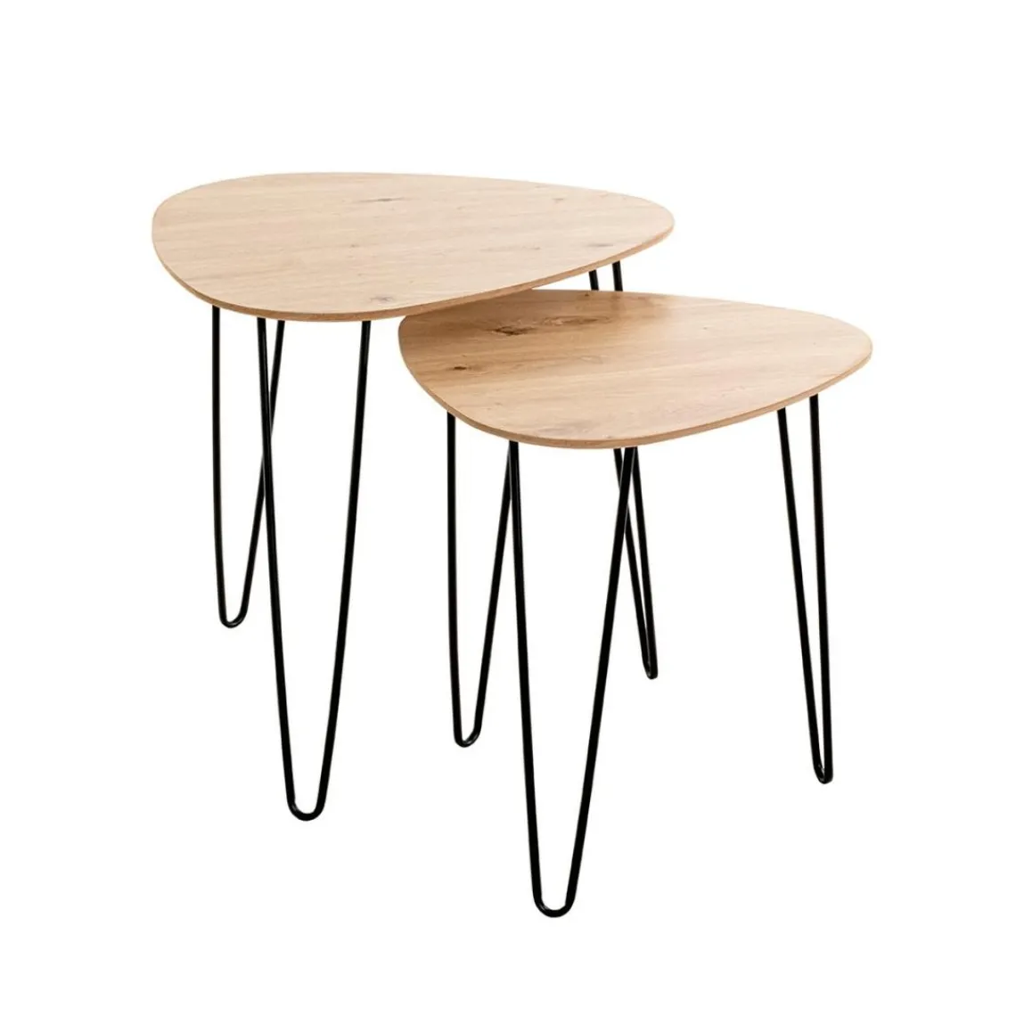 3S. x Home Table d'appoint métal laqué noir et plateau décor chêne Clearance
